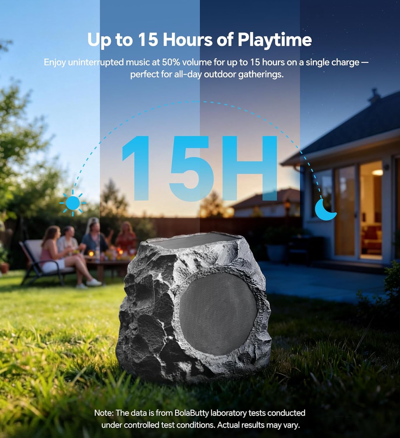Upgraded Outdoor Rock Speaker 60W Deep Bass Multi-Sync up to 100Pcs, Remote Control, IPX7 Waterproof Solar-Powered Bluetooth Speaker Perfect for Pool, Garden, Patio, Ideal for Music Lovers - 2 Packs