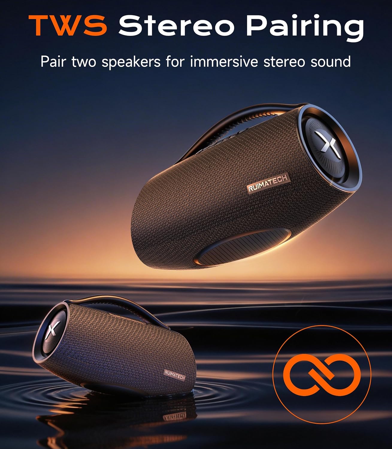 300W Peak Bluetooth Boombox Speaker, Big Powerful Sound with 80W Deep Bass, 3-Way Audio System, TWS, IPX6 Waterproof for Outdoor Party & Home Entertainment