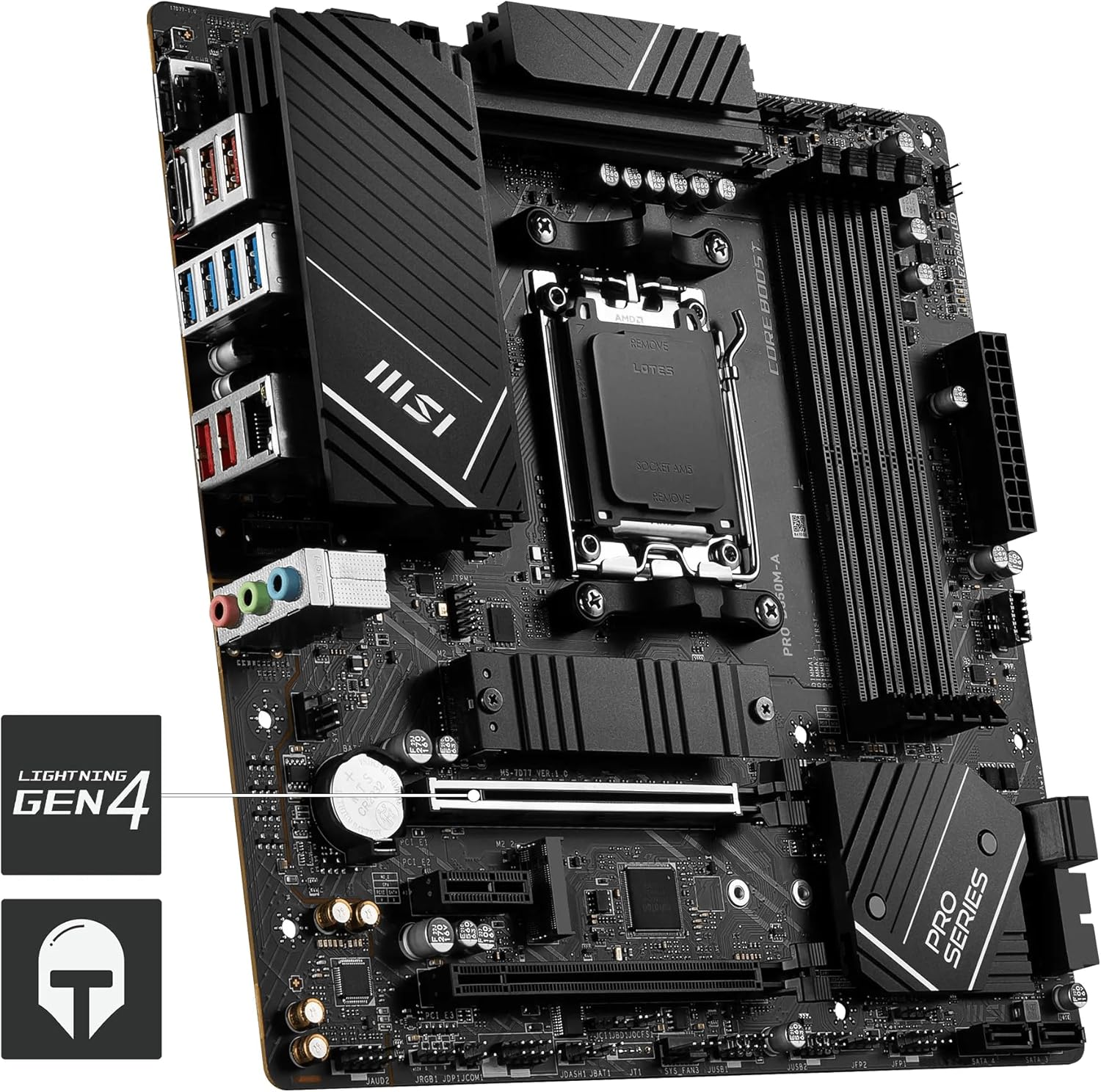 MSI PRO B650M-A WiFi V1 Motherboard, Micro-ATX - Supports AMD Ryzen 9000/8000 / 7000 Series Processors, AM5 - DDR5 Memory Boost 6000+MHz/OC, 2 x PCIe 4.0 x16, 2 x M.2 Gen4, 2.5G LAN
