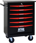 6-Drawer Rolling Tool Chest with Stainless Steel Countertop, Tool Chest with Secure Locking System, Mobile Storage Tool Cabinet with 360°Wheels and Padded Feet for Garage,Home (Black+Red)
