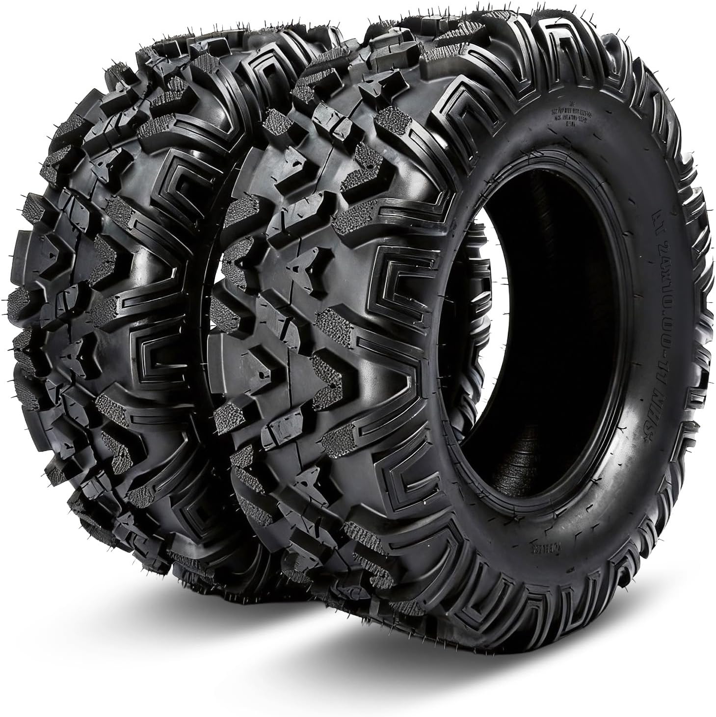 ATV/UTV Tires 24x10-11,All-Terrain Mud Tires 24x10x11,6-Ply,Non-Directional Tread,Tubeless,Set of 2