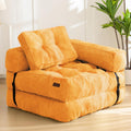 MAXYOYO Folding Sofa Bed, L-Shaped Convertible Sofa Bed Foldable Sleeper with Pillow, Portable Fold Out Chair Lounge for Living Room Bedroom, Orange