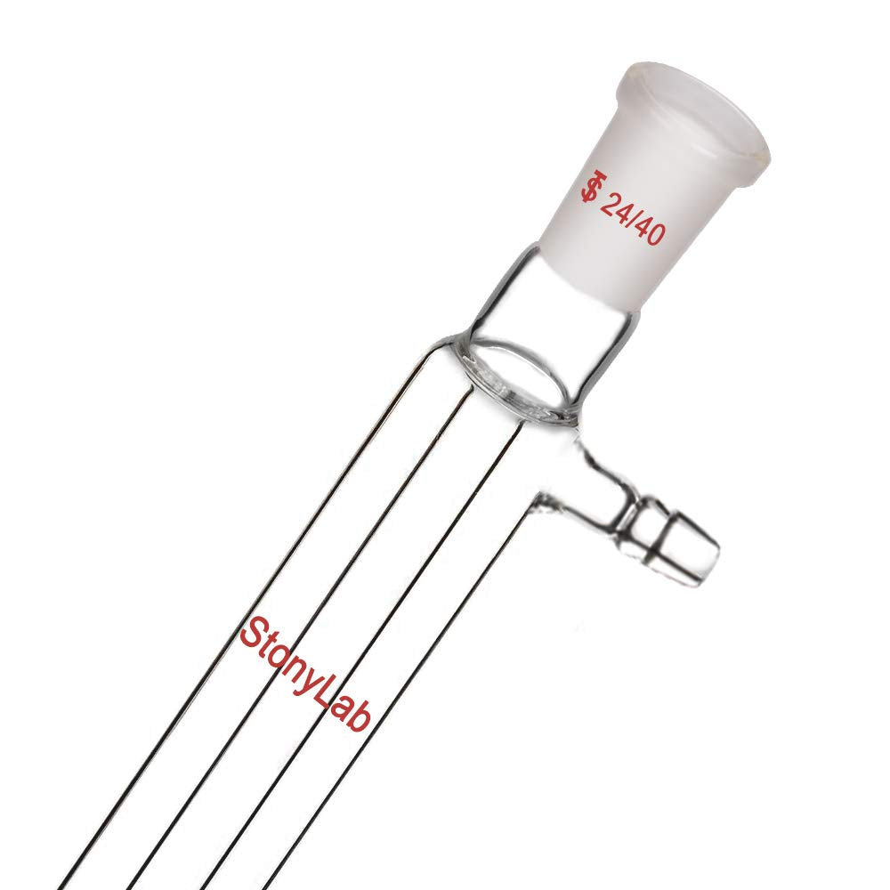 StonyLab Borosilicate Glass Liebig Condenser with 24/40 Joint 500mm Jacket Length Lab Glass Condenser