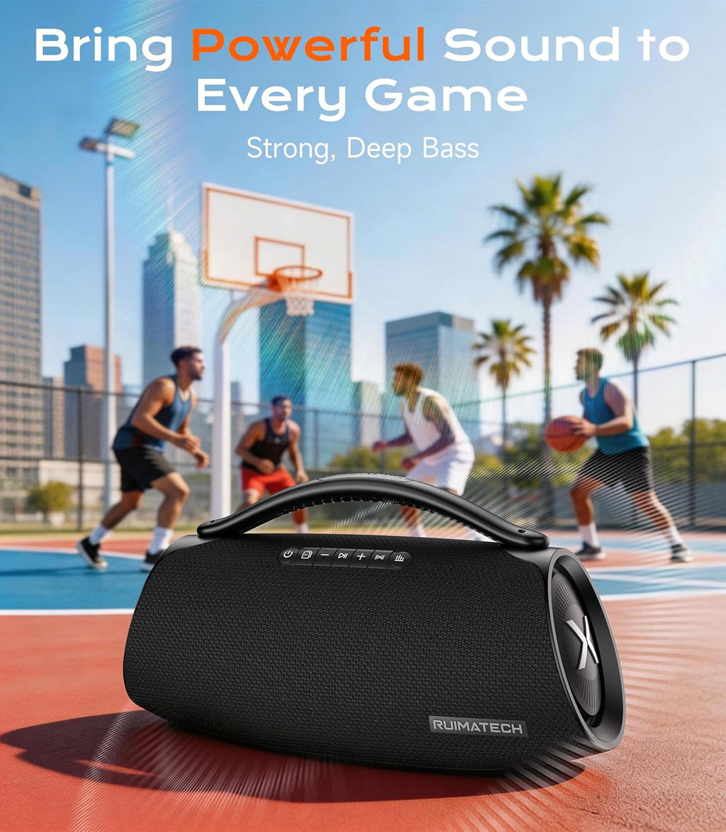 300W Peak Bluetooth Boombox Speaker, Big Powerful Sound with 80W Deep Bass, 3-Way Audio System, TWS, IPX6 Waterproof for Outdoor Party & Home Entertainment