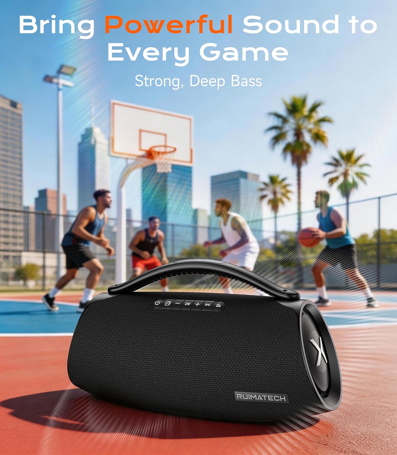 300W Peak Bluetooth Boombox Speaker, Big Powerful Sound with 80W Deep Bass, 3-Way Audio System, TWS, IPX6 Waterproof for Outdoor Party & Home Entertainment