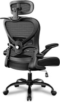 Freepub Ergonomic Office Chair with Headrest 3D, Mesh Office Desk Chair with Adjustable Lumbar Support, Computer Chair with Flip up Armrests, 350LBS Capacity - Design for Home/Offices - Black