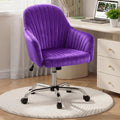 Warmiehomy Office Chair, Velvet Desk Chair for Home Office, Cozy Vanity Chair, Girl Cute Makeup Chair with Arm Rest for Bedroom Dressing Room (Velvet Plum Purple)