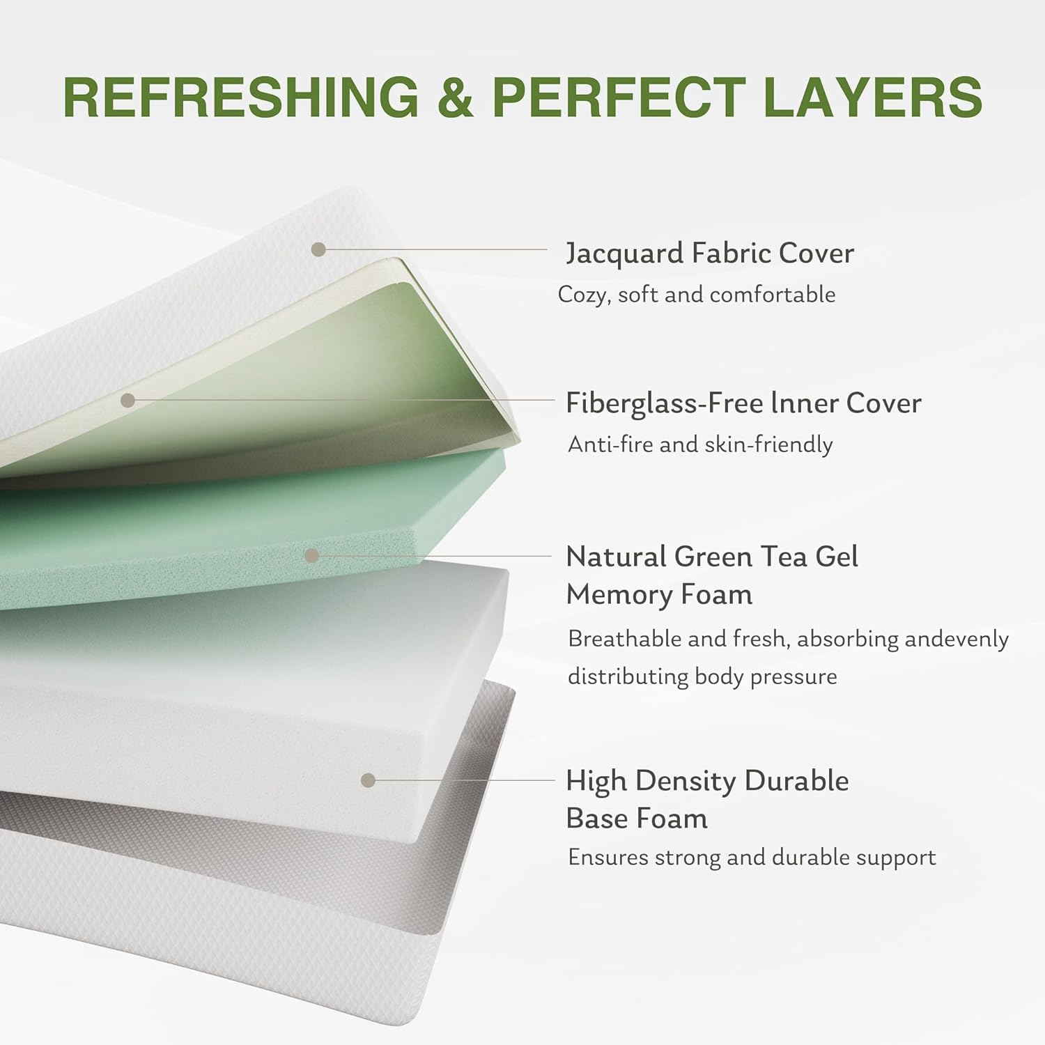 EGOHOME King Size Memory Foam Mattress, 12 Inch Bed Mattress in a Box with Cooling Green Tea Gel, Relieve Pressure with Medium Firm Support, CertiPUR-US Certified, 80''L x 76''W, White