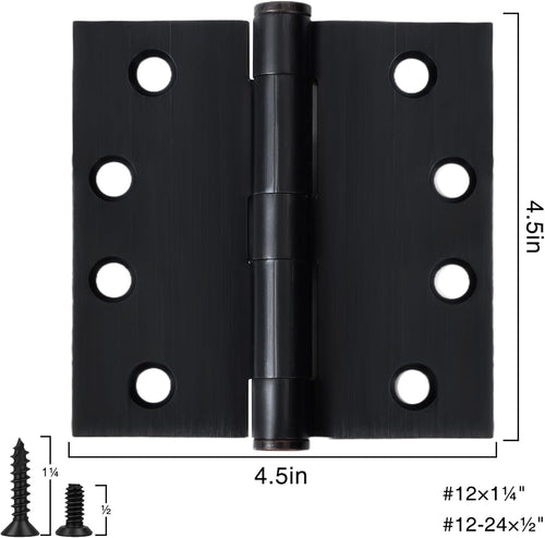 1 Pack Oil Rubbed Bronze 4.5 Inch Heavy Duty Commercial Door Hinges Square Security Door Hinges Industrial Grade Door Hardware Full Mortise Interior/Exterior Hinge for Doors Bifold Residential Office