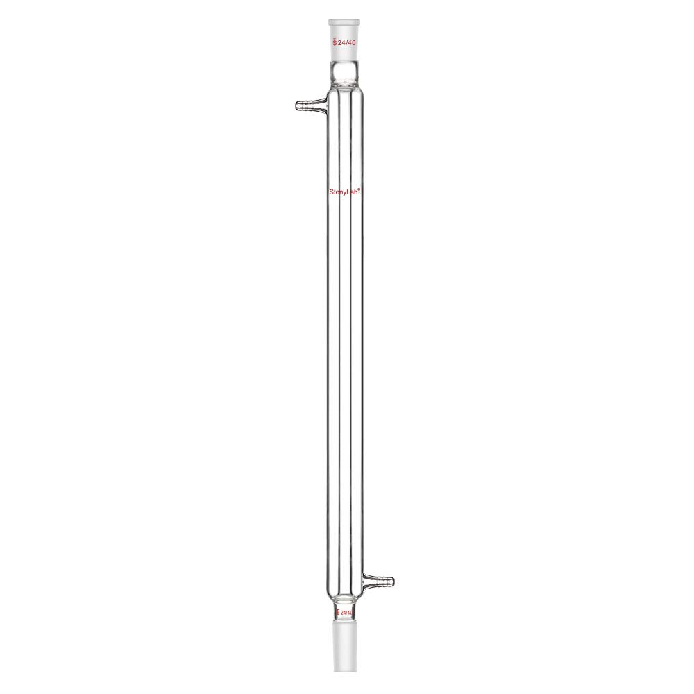 StonyLab Borosilicate Glass Liebig Condenser with 24/40 Joint 500mm Jacket Length Lab Glass Condenser