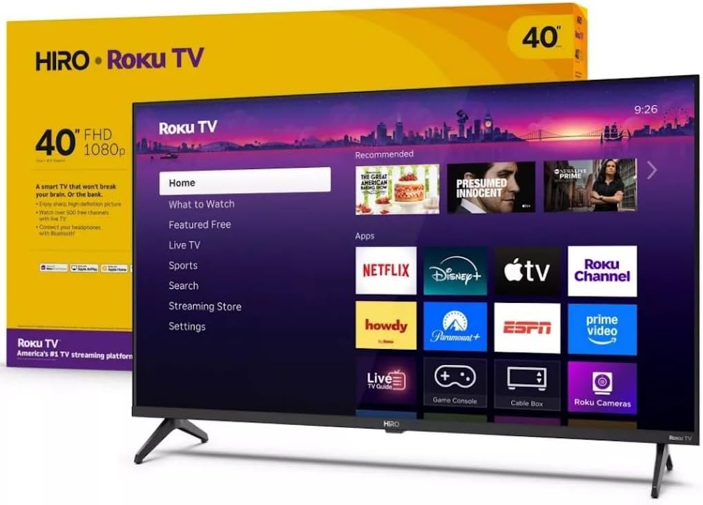 Roku Hiro TV 40" 1080p Full HD Smart TV with Dolby Audio for Streaming, LED Direct Lit, with Wi-Fi, Bluetooth, 3X HDMI Ports - H40C3C4 (Renewed)