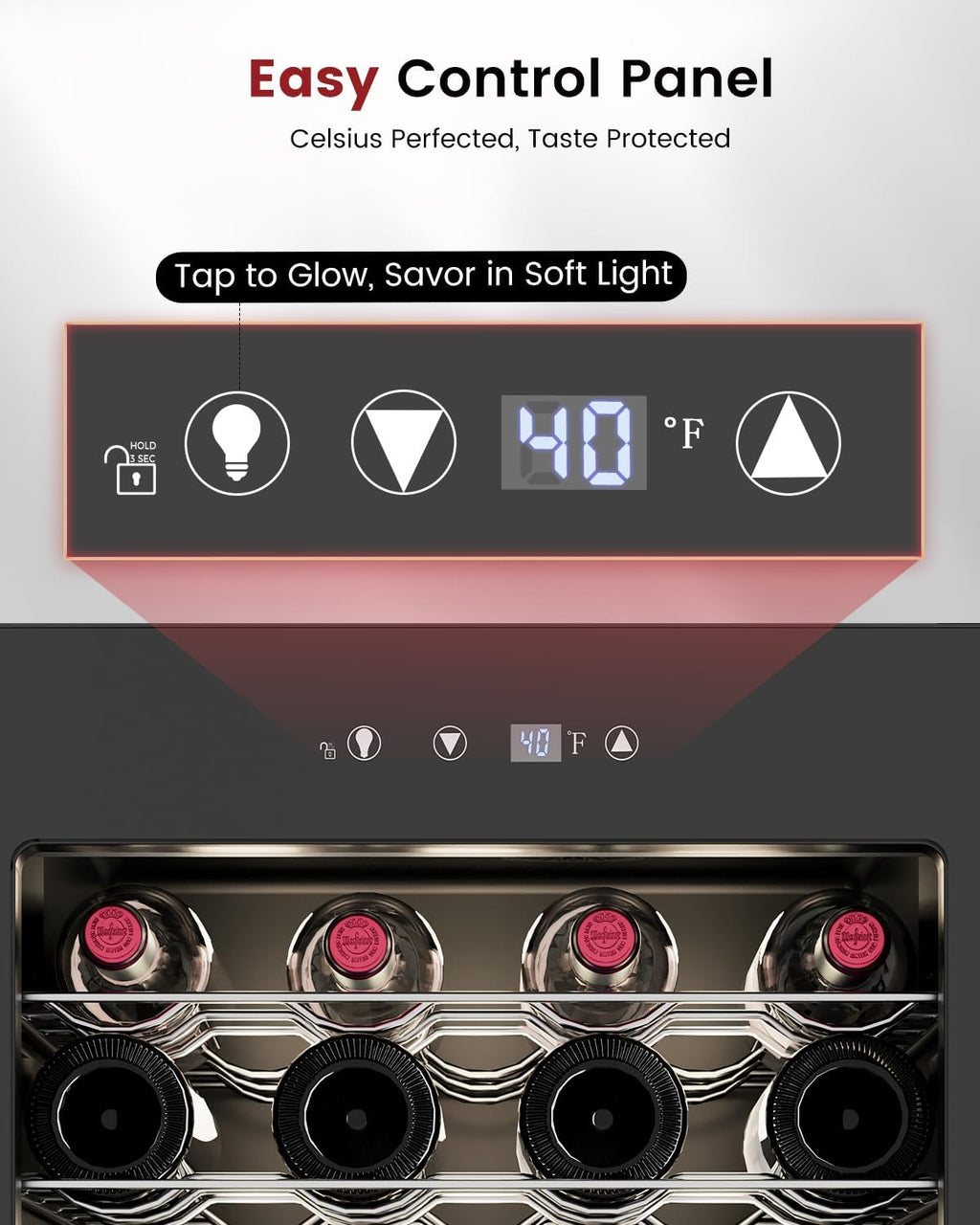 Feelfunn 45 Bottle Wine Cooler Refrigerator - Small Wine Fridge for Red, White, Champagne, Freestanding Wine Cellar with Glass Door & Digital Temperature Control for Home Bar, Office
