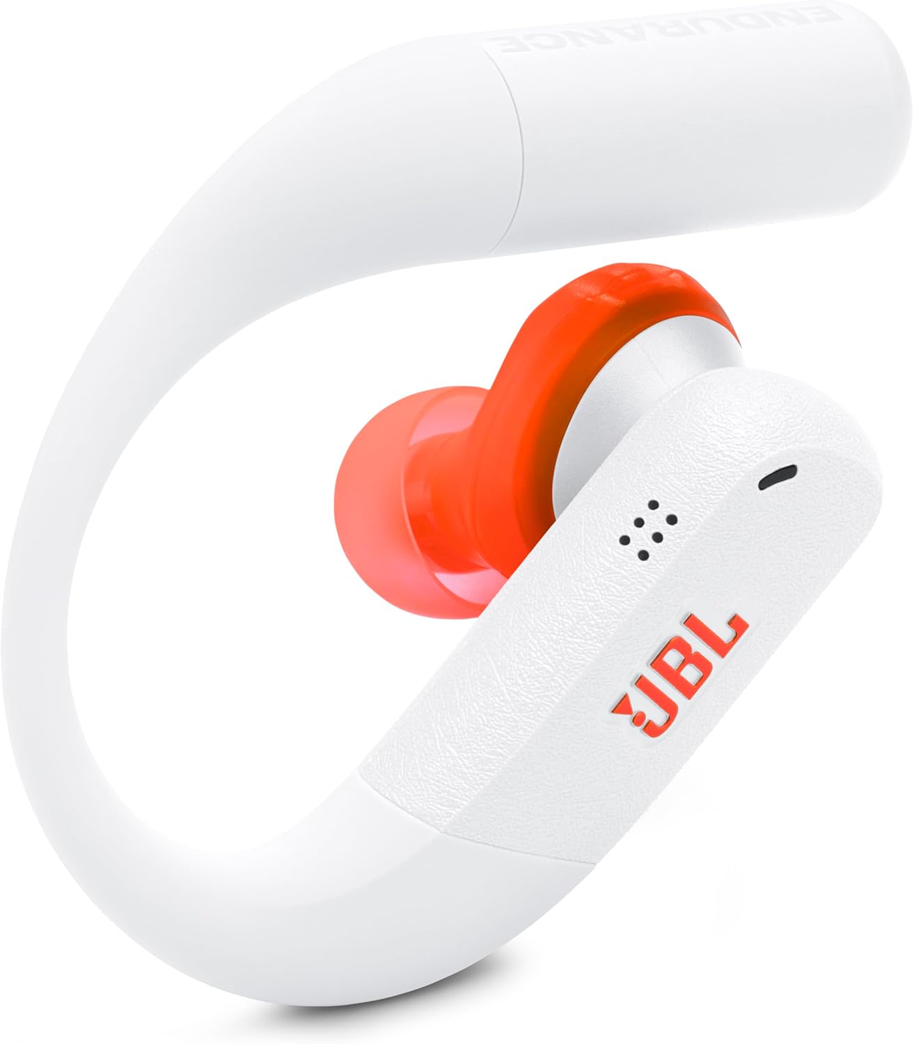 JBL Endurance Peak 4 - True Wireless Noise Cancelling Sport Earbuds, Up to 48Hrs total playback, water & dust proof (IP68), Secure fit with TwistLock™ design, & 6 mics for perfect calls (White/Orange)