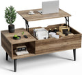OLIXIS Wooden Coffee Table, Lift Top Coffee Table with Large Hidden Compartment and Ample Storage Shelf, Lift Tabletop Dining Table for Living Room, Home Small Space, Grey