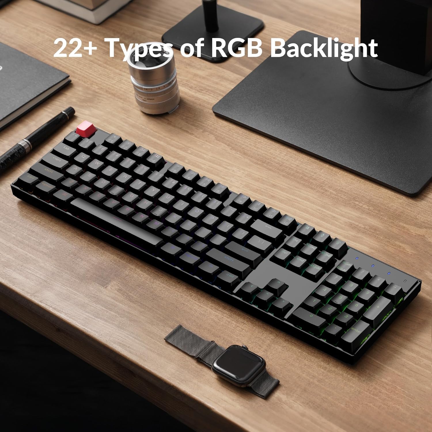 Keychron K10 Full-Size Layout QMK Wireless Mechanical Keyboard, Bluetooth/Wired Hot-Swappable Gaming Keyboard with Keychron Super Brown Switch, RGB Backlight, PBT Keycaps for Mac/Windows-Version 2