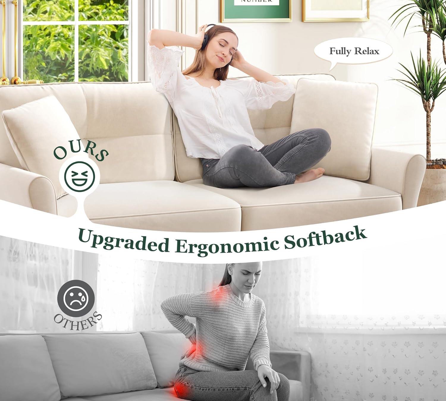 Loveseat Sofa, 69" Love Seat Couches, Comfy Velvet Small Couches for Small Spaces with 2 Pillows, Tool-Free Setup Sofas & Couches, 700lb Load Sofas for Living Room, Mini Couch for Bedroom, White Couch