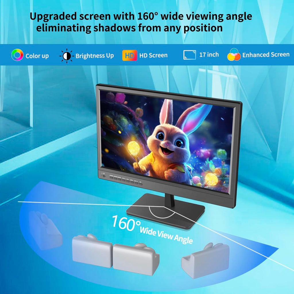 othoig 17 inch TV,Small HD Widescreen LED with Antenna,Digital ATSC Tuner-Free HD Local Channels,HDMI VGA USB Port,12 Volt Charger Cable/AC Power TV for Camping,Caravan and Kitchen