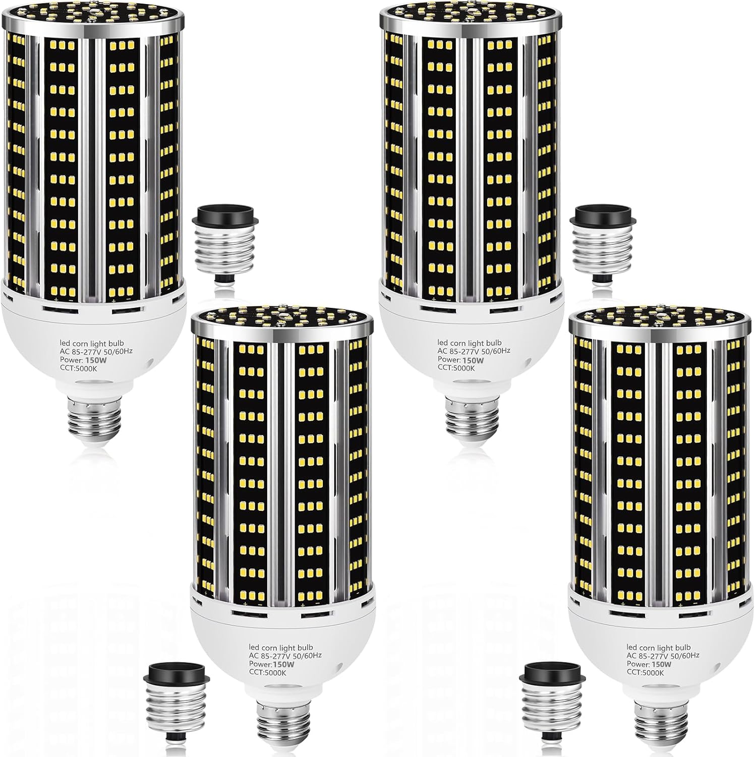 150W 4 pack LED Corn Light Bulb(1500W Equivalent ) ,Commercial Grade DayLight 5000K E26/E39 22900LM Medium Mogul Base LED Lamp,Large Area Lights For Outdoor Indoor Garage Warehouse Factory Bay Light