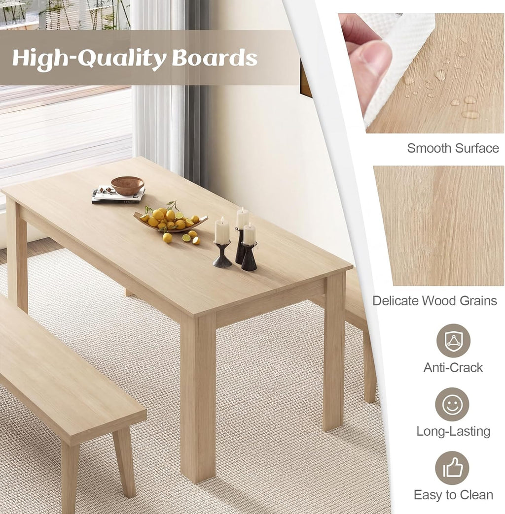 Giantex Dining Table for 4-6, 63" L Large Farmhouse Kitchen Table, Wooden Rectangular Dinner Table for Living Dining Room, Home Office, Dinette, 330LBS Capacity, Natural
