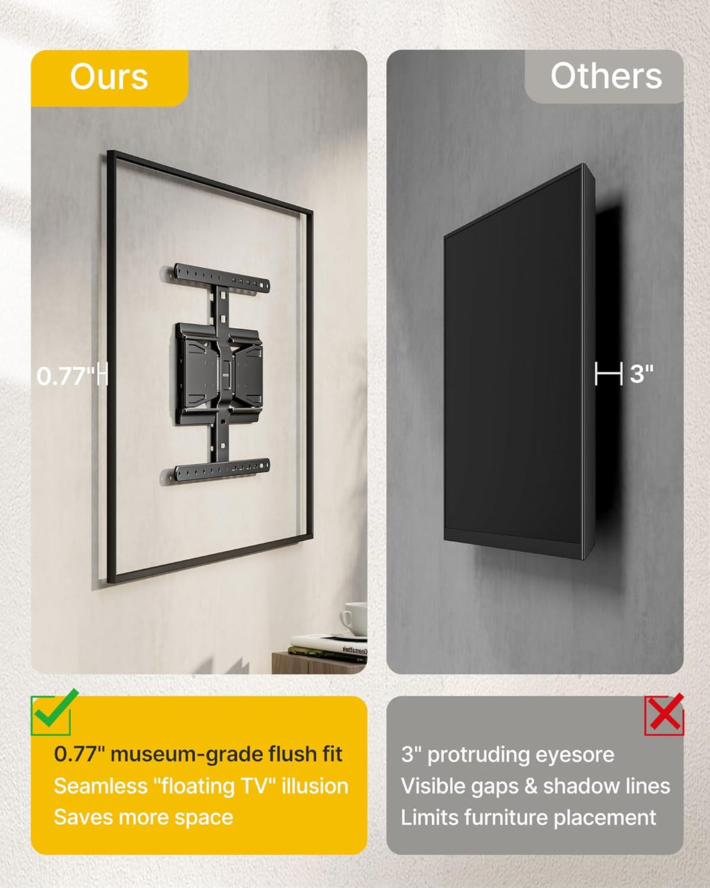 monTEK 0.77" Ultra Slim TV Wall Mount for 43-90 Inch TVs, Swivel & Tilt & Leveling & Extension Wall Mount TV Bracket with Articulating Dual Arms, Low Profile Full Motion tv Mount, 4X Weight Tested