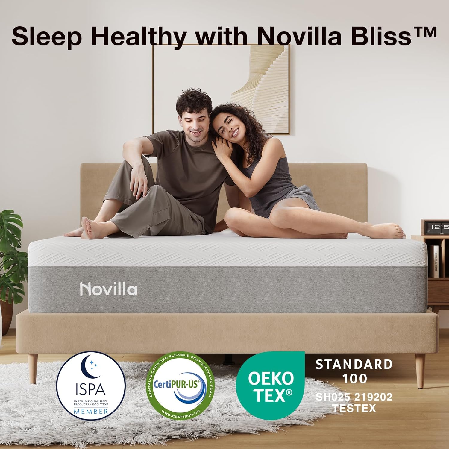 Novilla Queen Size Mattress, 12 inch Gel Memory Foam Mattress for a Cool Night Sleep & Pressure Relief, Medium Firm Feel with Motion Isolating, Bliss