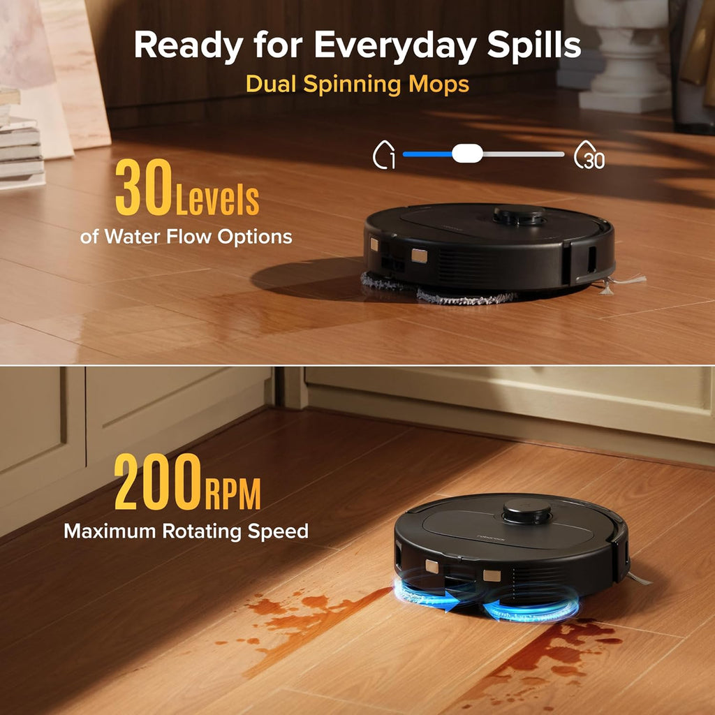 roborock Qrevo S Pro Robot Vacuum and Mop, 18,500Pa Suction, Multifunctional Dock with 167℉ Mop Self-Cleaning, Smart Obstacle Avoidance, Anti-Tangle Brush, Liftable Spinning Mop, Black