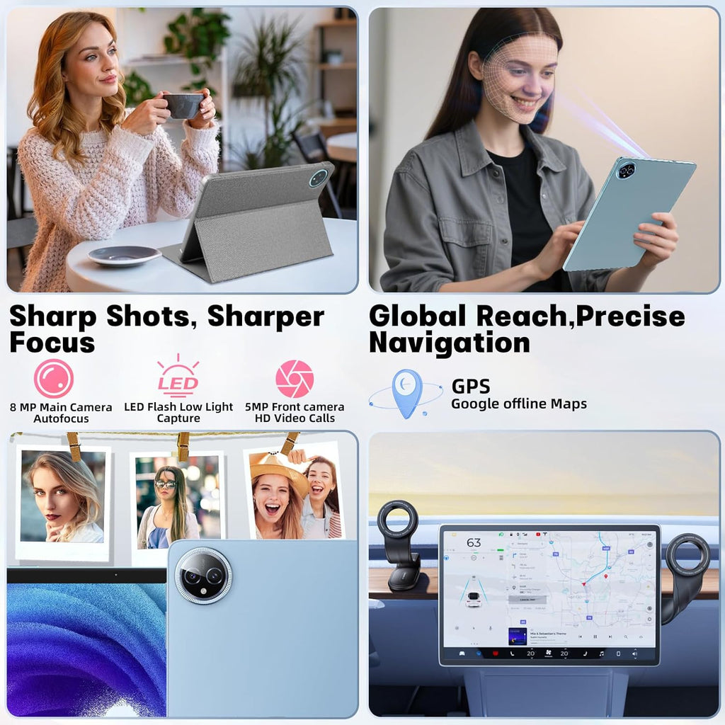 Android 15 Tablet 10 inch, 24GB RAM 128 ROM, Tablets with Keyboard Case Mouse Stylus, 1TB Expandable, Octa-Core 6000mAh 1280x800 IPS HD, WiFi, T615 CPU, High Performance, Processor, Dual Camera (Blue)
