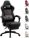 Dowinx Gaming Chair Breathable PU Leather Gamer Chair with Footrest Massage Lumbar Support, Big and Tall Ergonomic Reclining Computer Chair with Pocket Spring Cushion for Adults Teens(Black)