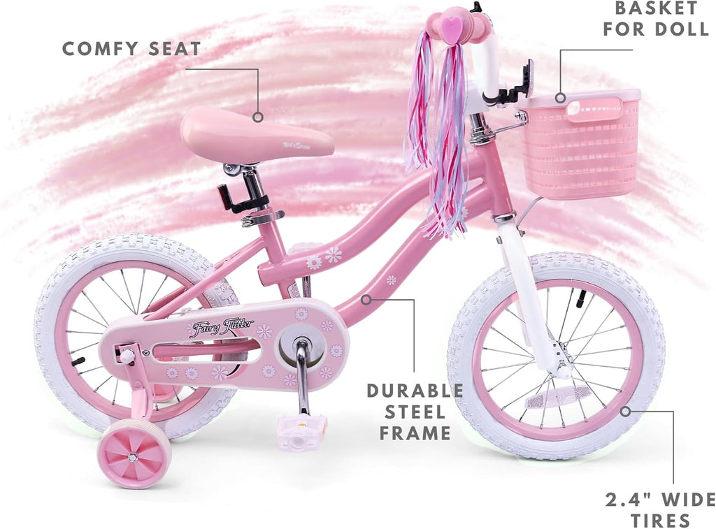 bicystar Girls Bike for Kids Ages 2-5 Years, 12 14 16 18 Inch Kids Bike with Training Wheels, Basket & Streamers, Pink Little Girls Bicycle with Coaster Brake, Birthday Gift