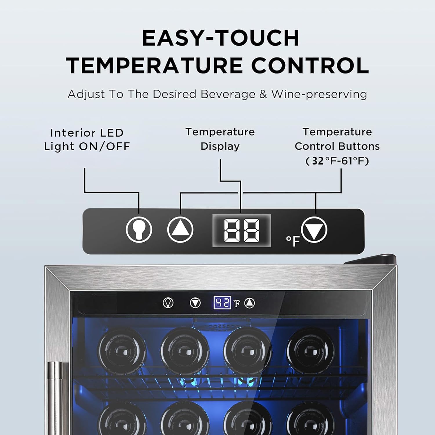 Electactic Wine Cooler 37 Bottle Freestanding Fridge with Stainless Steel Reversible Glass Door, 145 Can Beverage Refrigerator Quiet Compressor for Home Kitchen Bar, 4.5 Cu.ft Silver
