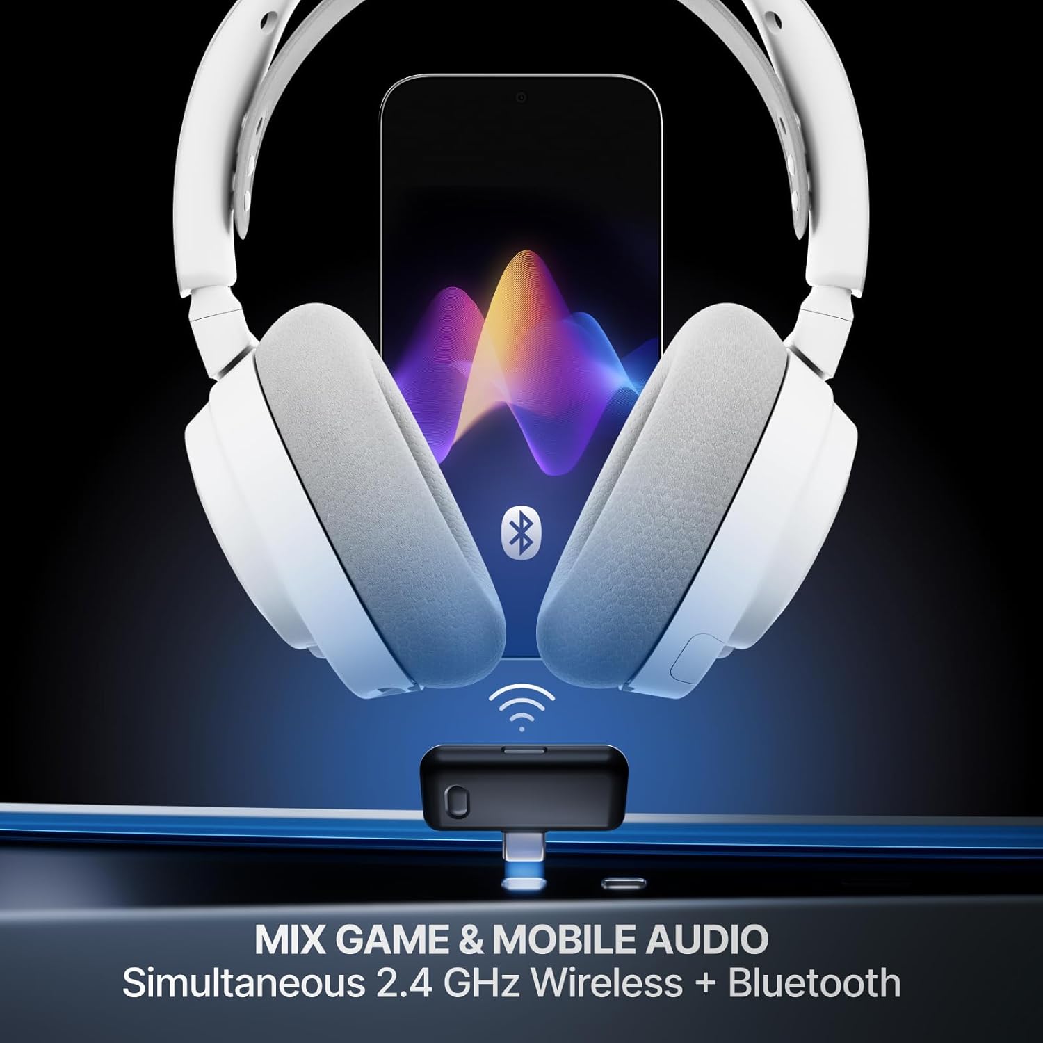 SteelSeries Arctis Nova 7 Wireless Gen 2 Gaming Headset - Real-Time App Control, 50+ HR Play, Neodymium Drivers, Mix 2.4GHz/Bluetooth, PC, PS5, PS4, Switch 1/2, Mobile - White