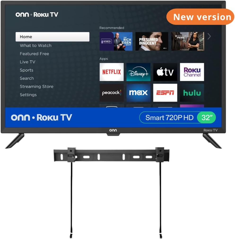 ONN 32-inch Roku Smart TV LED + Free Wall Mount with Wi-Fi Connectivity and Mobile App | Flat Screen TV Compatible with Apple Home Kit | Alexa and Google Assistant (Renewed)