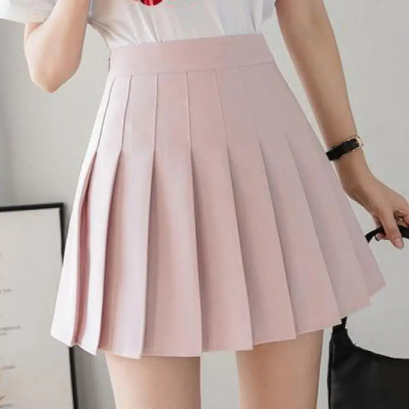 Spring Summer Korean Skirt Shorts Women High Waist Sexy Mini Skirt School Short Pleated Kawaii Japanese Pink Skirt Female