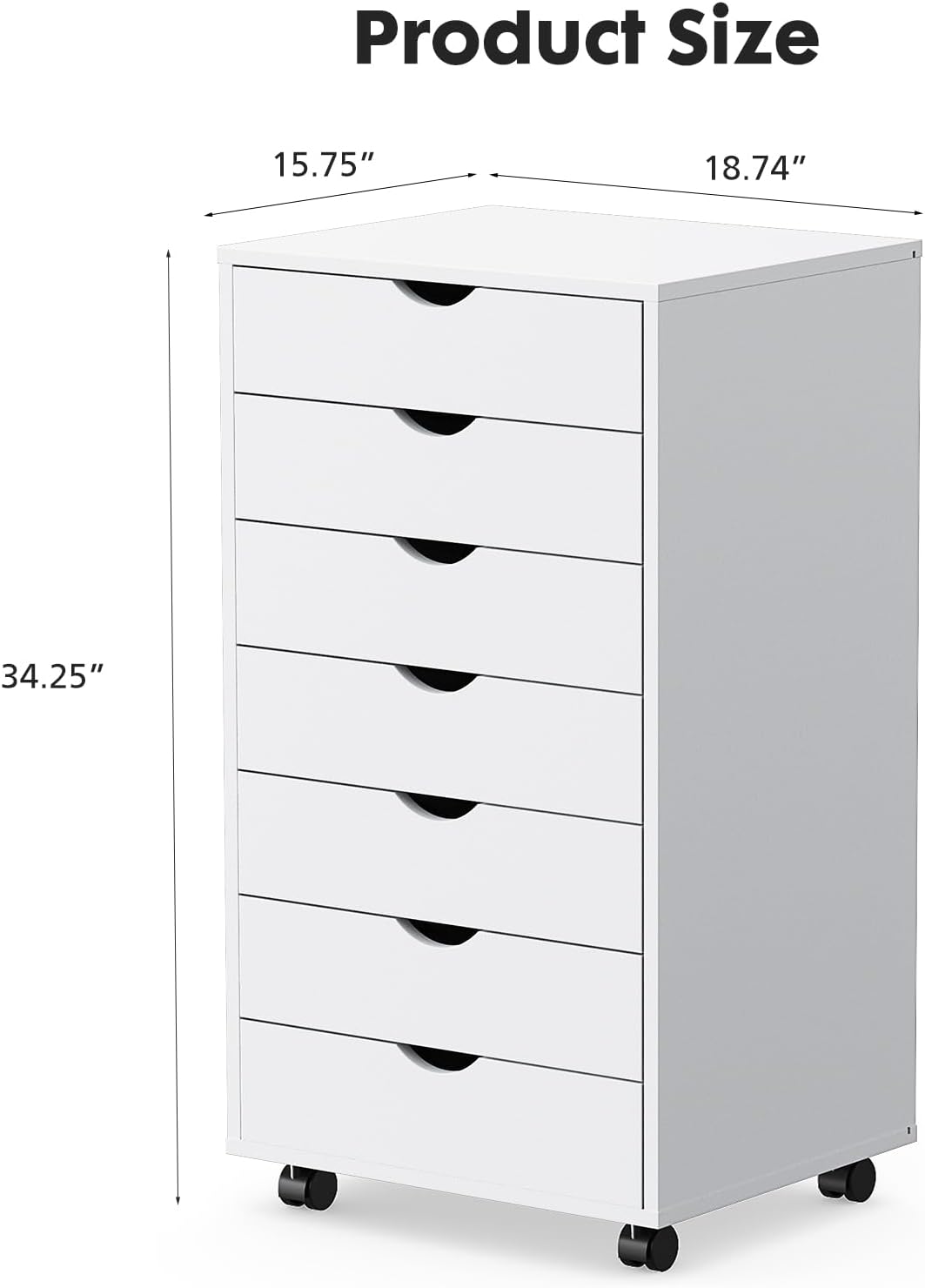 OLIXIS File Cabinet with 7 Drawers Rolling Filing Cabinets Under Desk Storage Printer Stand with Wheels,Mobile File Cabinet for Home Office