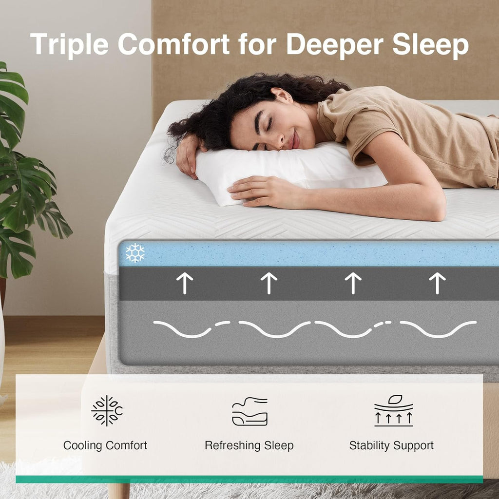 Novilla Queen Size Mattress, 12 inch Gel Memory Foam Mattress for a Cool Night Sleep & Pressure Relief, Medium Firm Feel with Motion Isolating, Bliss