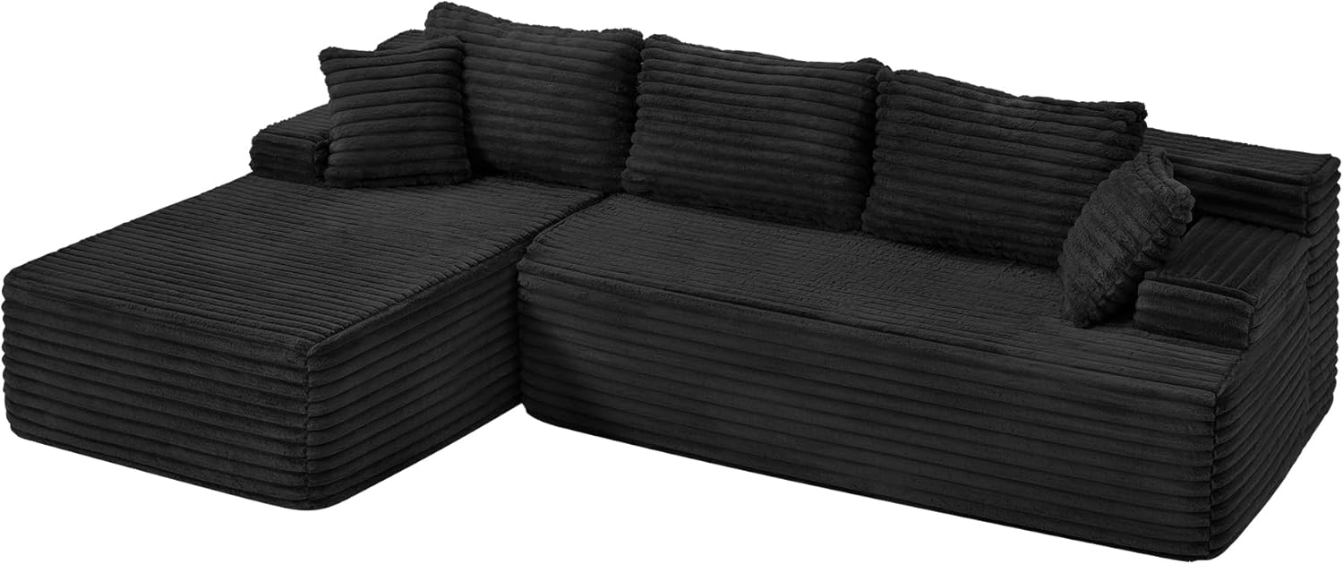 Hobestluk Modular Sectional Sofa Couches L-Shape Couch 3 Seat Modular Sofa Memory Foam Sectional Couches for Living Room, Cloud Couch with Oversized Chaise (Left Facing)