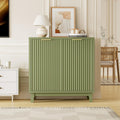 Fluted Cabinet with Storage, 2 Doors Sideboard Buffet, Mid Century Modern Accent Cabinet with Adjustable Shelves, Multifunctional Console Table with Storage for Living Room, Kitchen, Entryway, Green