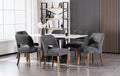 VKNOW Wooden Dining Chairs Set of 6, Modern Fabric Upholstered Dining Room Chair Kitchen Chairs, Farmhouse Dinner Chair for Kitchen Dining Room, Charcoal