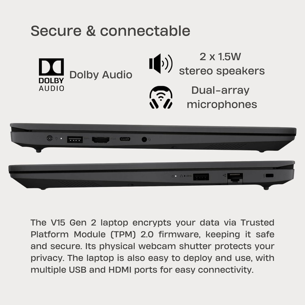 Lenovo 2026 Laptop for Student & Home, 15.6 inch with Office 365, 8GB RAM, 256GB SSD, 500GB External HDD Intel Dual Core, WiFi 6, Windows 11, Long Battery Life, Essential Laptop, Charcoal Black