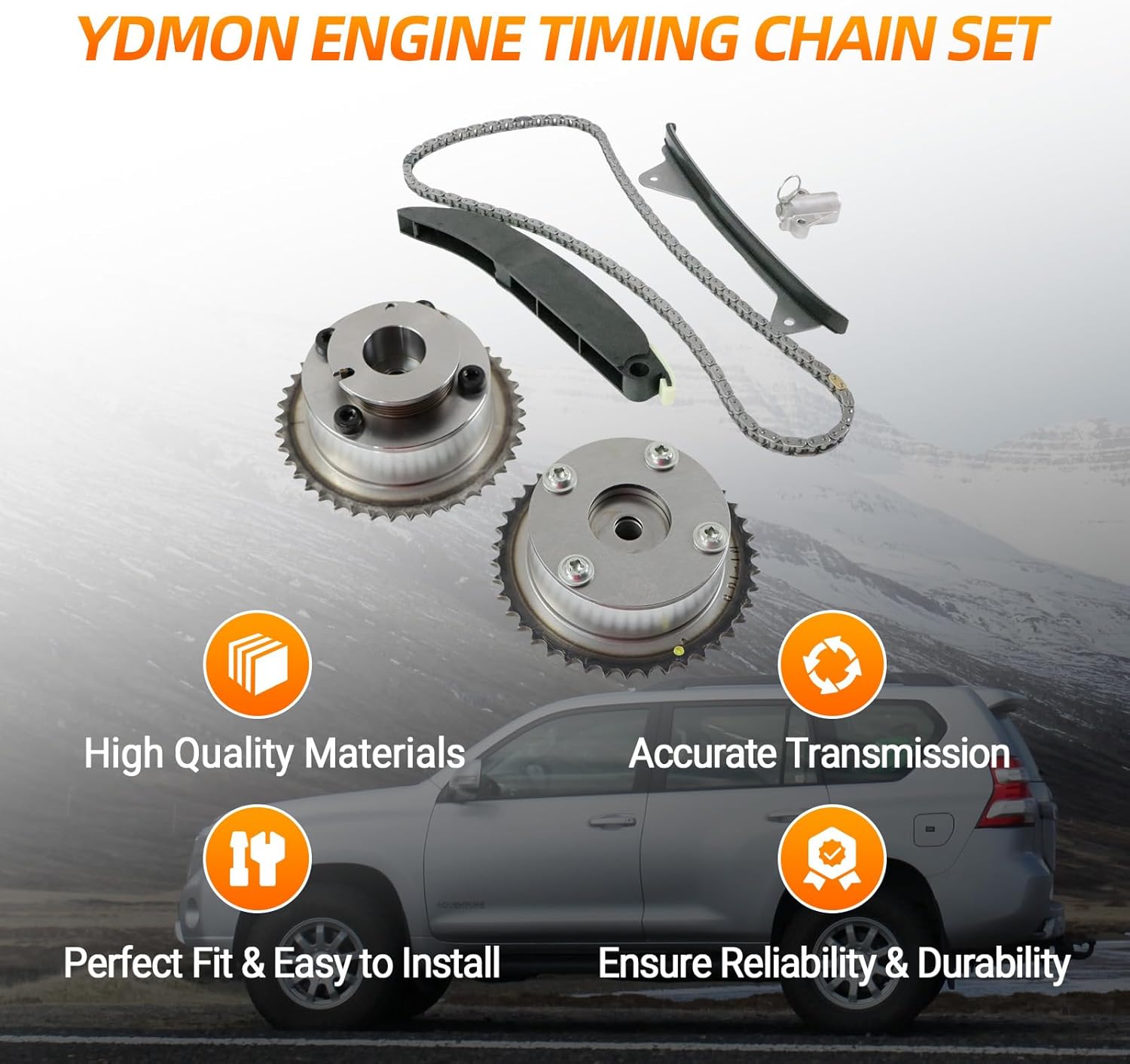 Engine Timing Chain Kit, Compatible with Elantra Coupe Tucson Kia Soul Forte Koup 2.0L L4, Automotive Replaces Part with Intake&Exhaust CVVT Gears 24321-2E200 24350-2E201 24370-2E200