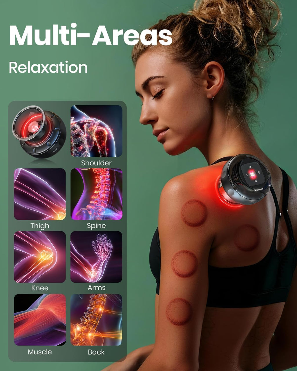 Smart Cupping Set, Electric Cupping Device with Red Light, Heated Cupping Massager with 12-Level Suction & Heat, Cupping Machine for Pain Relief (2 Pack)