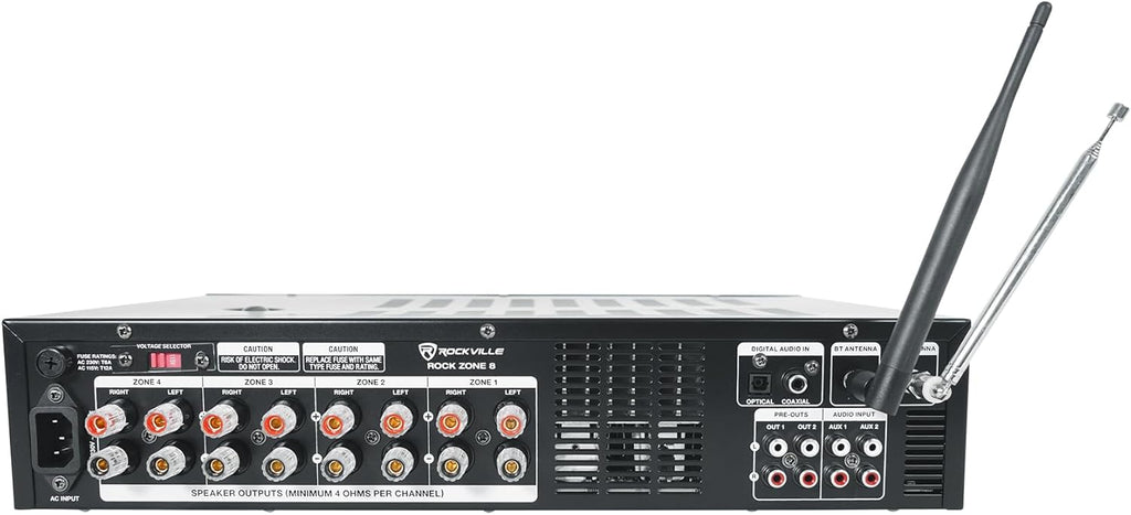 Rockville Rock Zone 8 Channel 1000W Commerical Receiver for Restaurant/Bar/Cafe