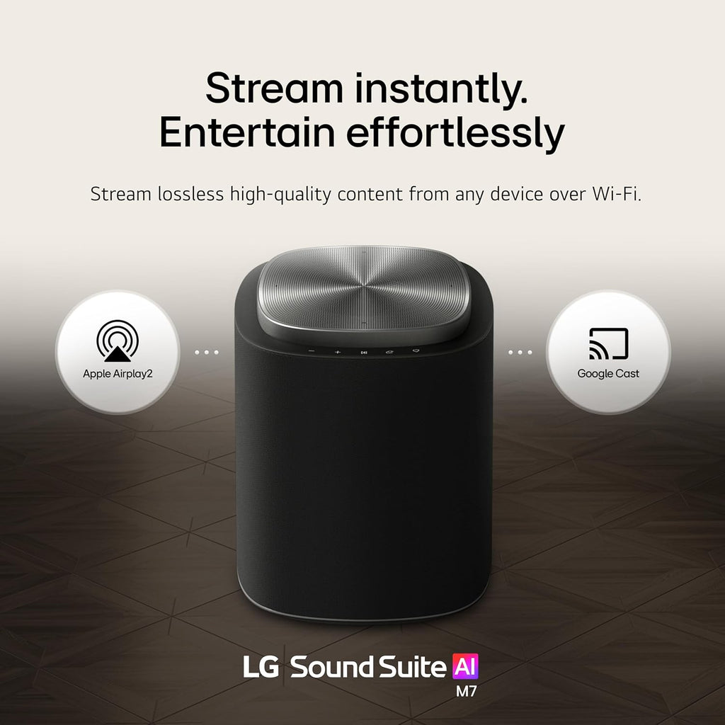 LG M7 Sound Suite Wireless Speaker with Dolby Atmos FlexConnect– Bluetooth and Wi-Fi, Google Cast & AirPlay – 3 Drivers + 4" Woofer – Connect to TVs & H7 Soundbar – (New 2026 Model)