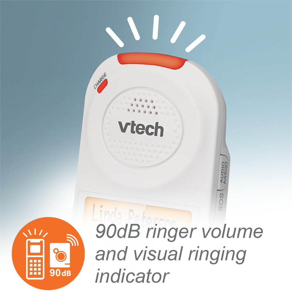 VTech SN5147 Amplified Corded/Cordless Senior Phone with Answering Machine, Big Buttons, 90dB Extra-Loud Ringer, 50dB Audio Assist, Call Blocker