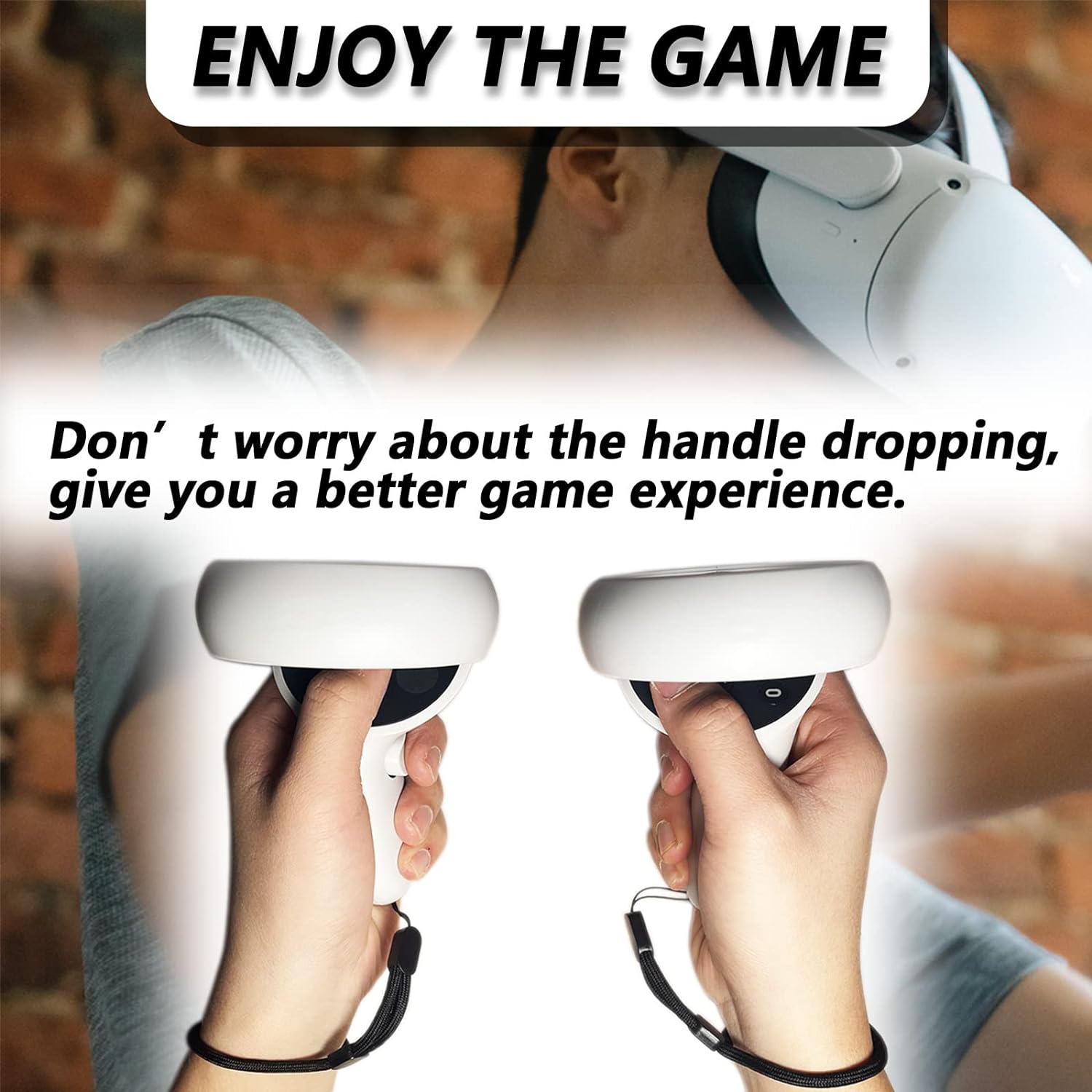 Improved Replacement Wrist Straps for Oculus Quest 2 Gen Controller, Sturdy Comfy Adjustable Hand Strap for Oculus 2, Easy Attach White Resin Stopper for Oculus Controllers