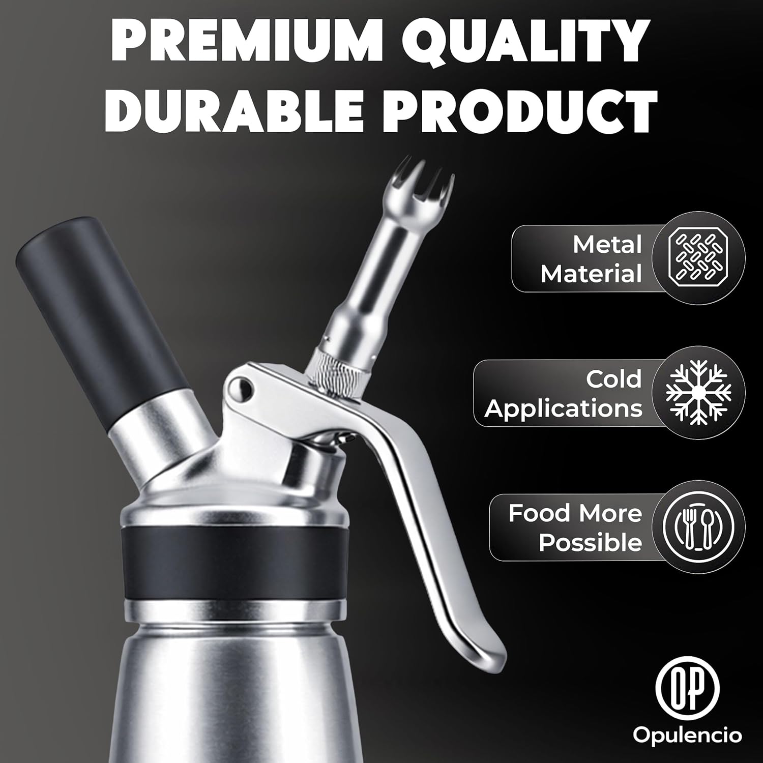 Professional Aluminum Whipped Cream Dispenser – Leak-Resistant Whip Cream Maker with 5 Stainless Steel Decorating Nozzles & Cleaning Brush – 1-Pint / 500 mL Cream Whipper
