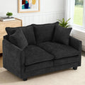 Loveseat Sofa Cloud Sofa Couch 50'', Modern Loveseats 2 Seat Couch 27" Deep Seat with 2 Pillows for Small Spaces Apartment Studio Office Bedroom Living Room 8834-BLACK-1