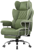 GTPLAYER Gaming Chair,Office Chair with Pocket Spring Lumbar Support, Ergonomic Comfortable Wide Office Desk Computer Chair with Outward Fixed Soft Armrests and Footrest (Fabric, Green)
