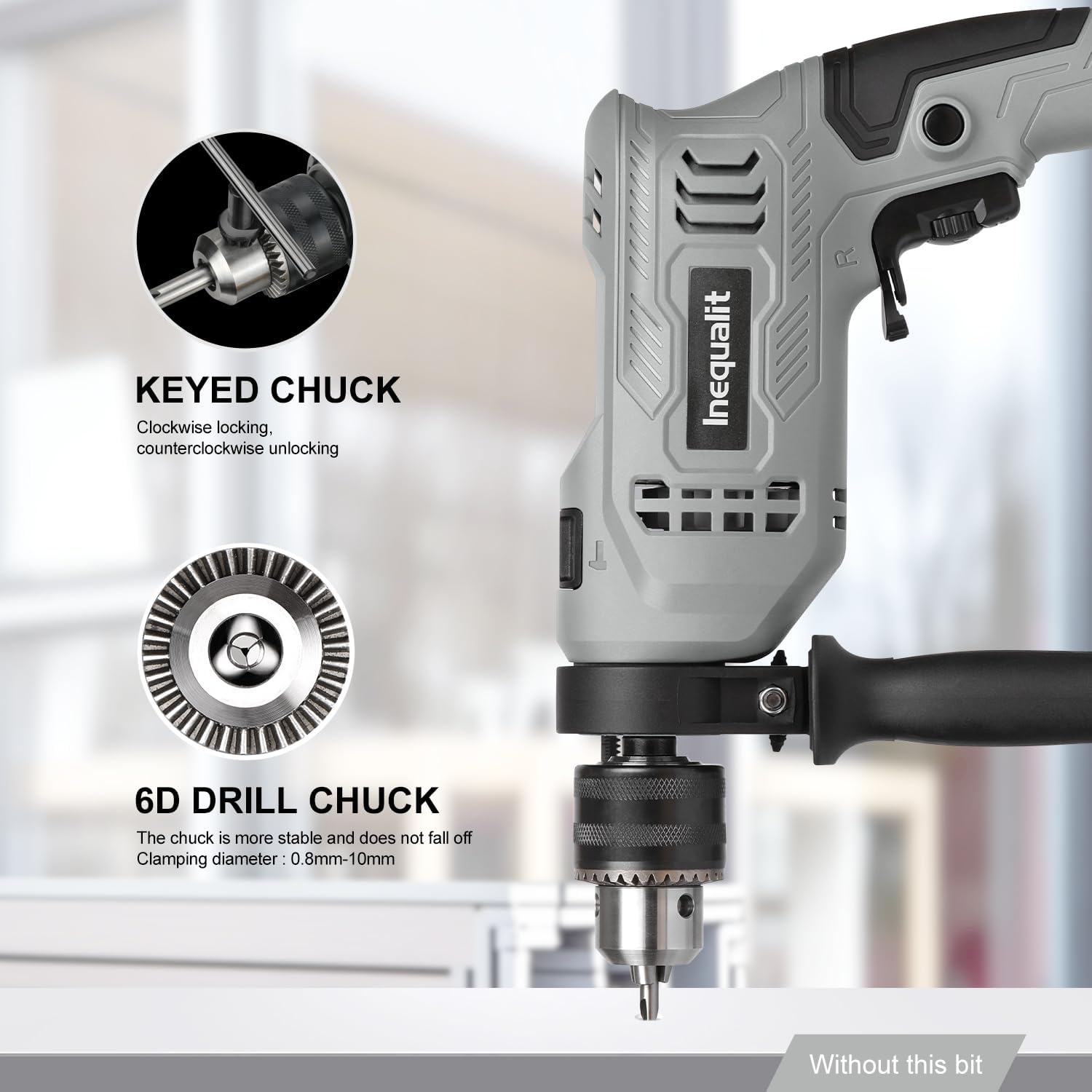 Corded Hammer Drill 3000RPM with 5pcs Bits, 4.5Amp 1/2 Inch Keyed Metal Chuck Impact Drill, 360° Rotating Handle and 12 Variable Speed for 2 Functions in 1