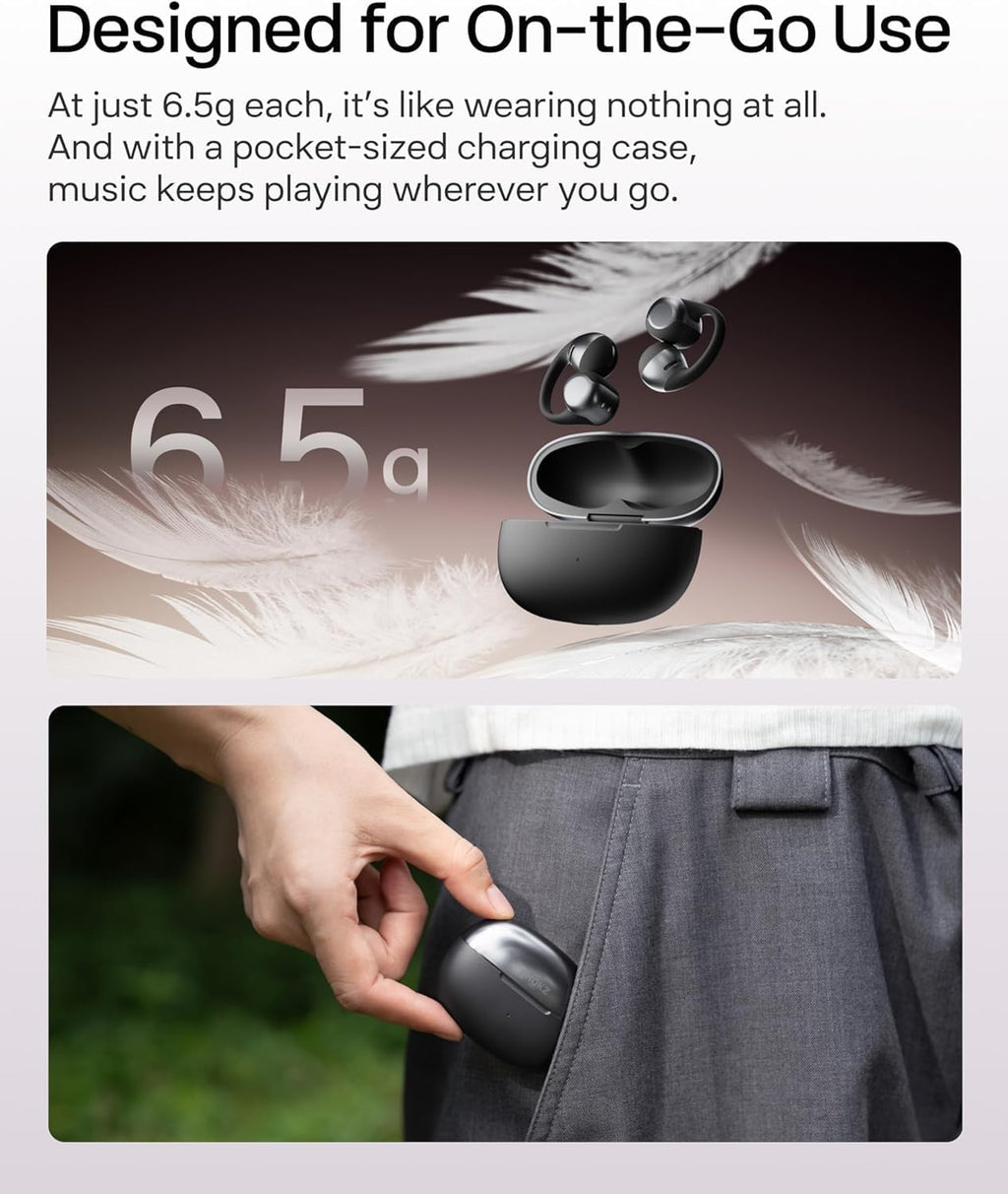SHOKZ OpenDots ONE-Open-Ear Headphones, Clip-On Earbuds-Wireless Bluetooth Earbuds with Microphone-Secure, Lightweight, Comfort-Premium Dolby Audio-Water Resistant-Fast Charging-Up to 40 hrs Playtime